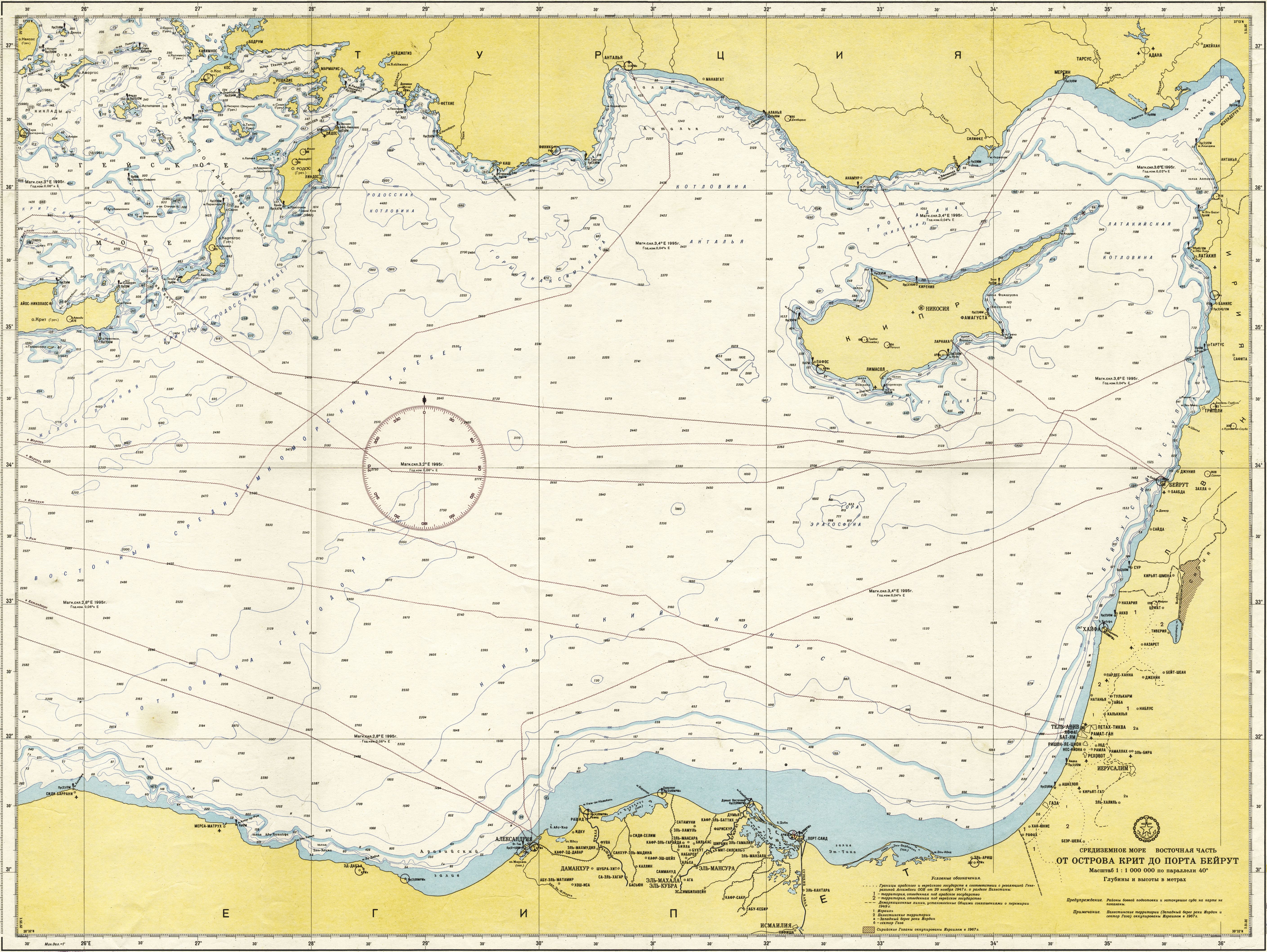 Карта глубин Средиземного моря