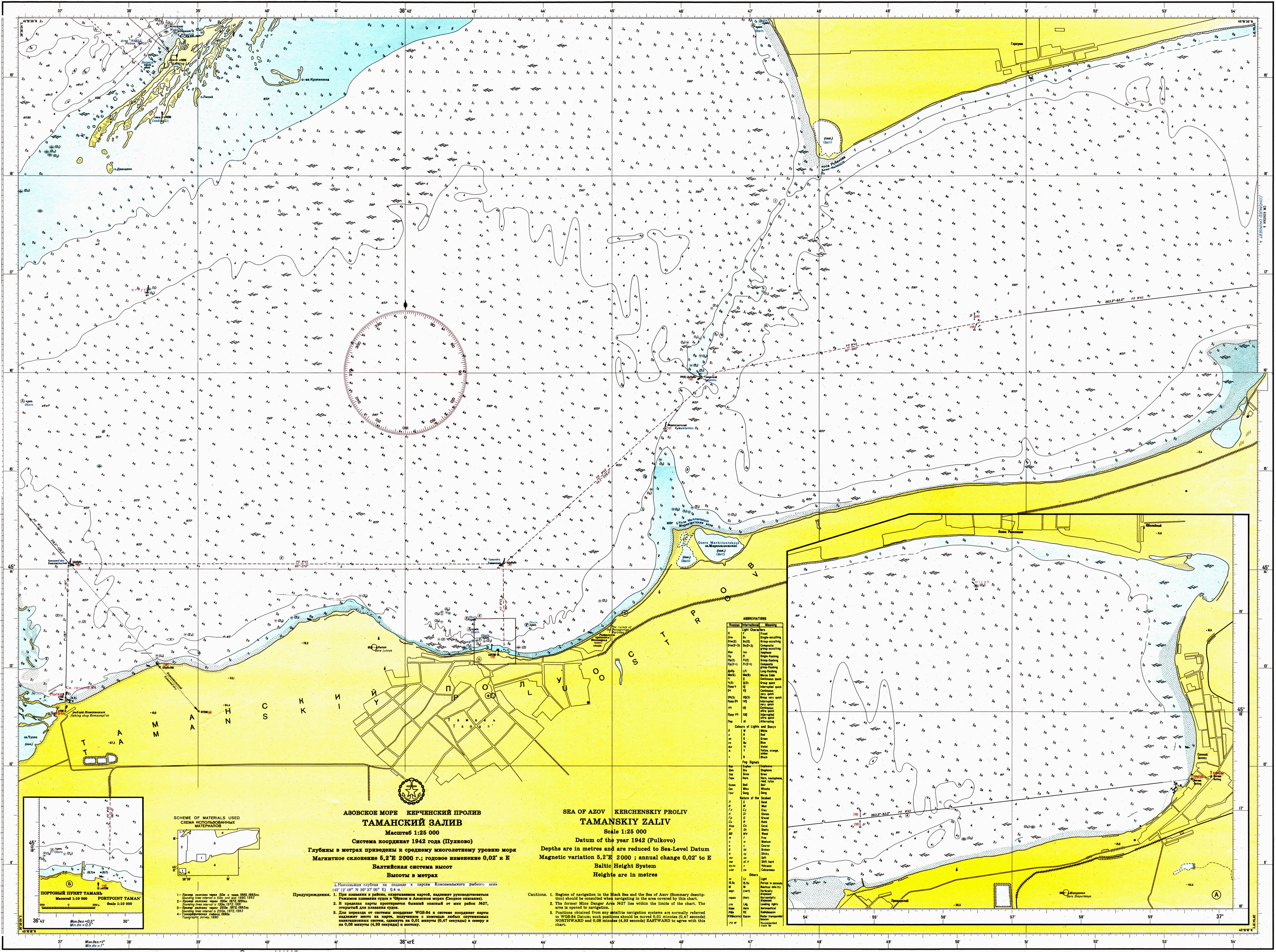 Карта глубин Таманского залива