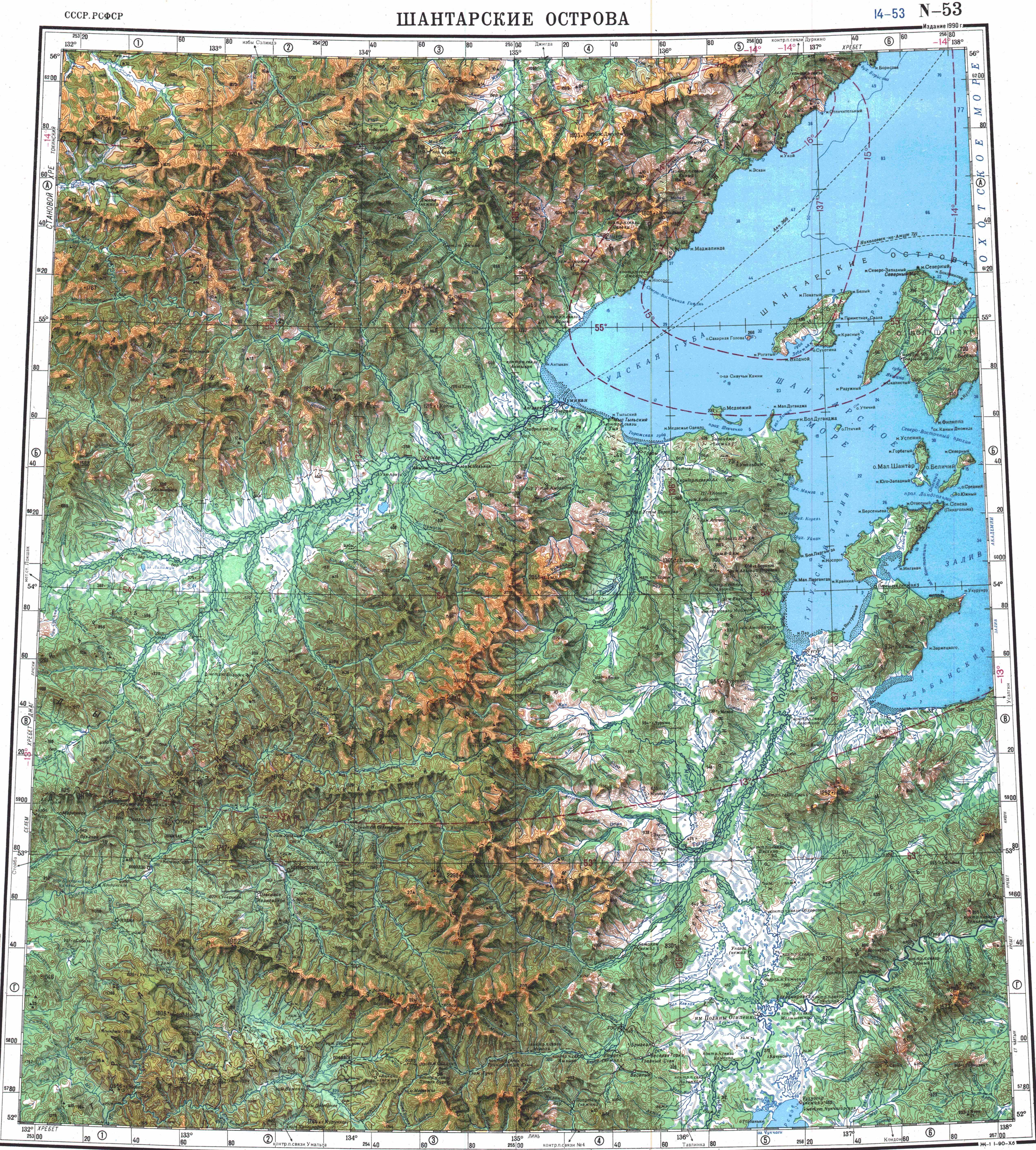 Шантарские острова на карте